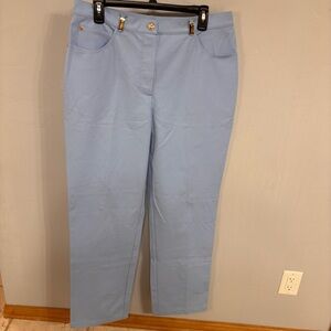 St. John Sport by Marie Gray Light Blue Trousers w Gold Hardware-Sz 14 Like New